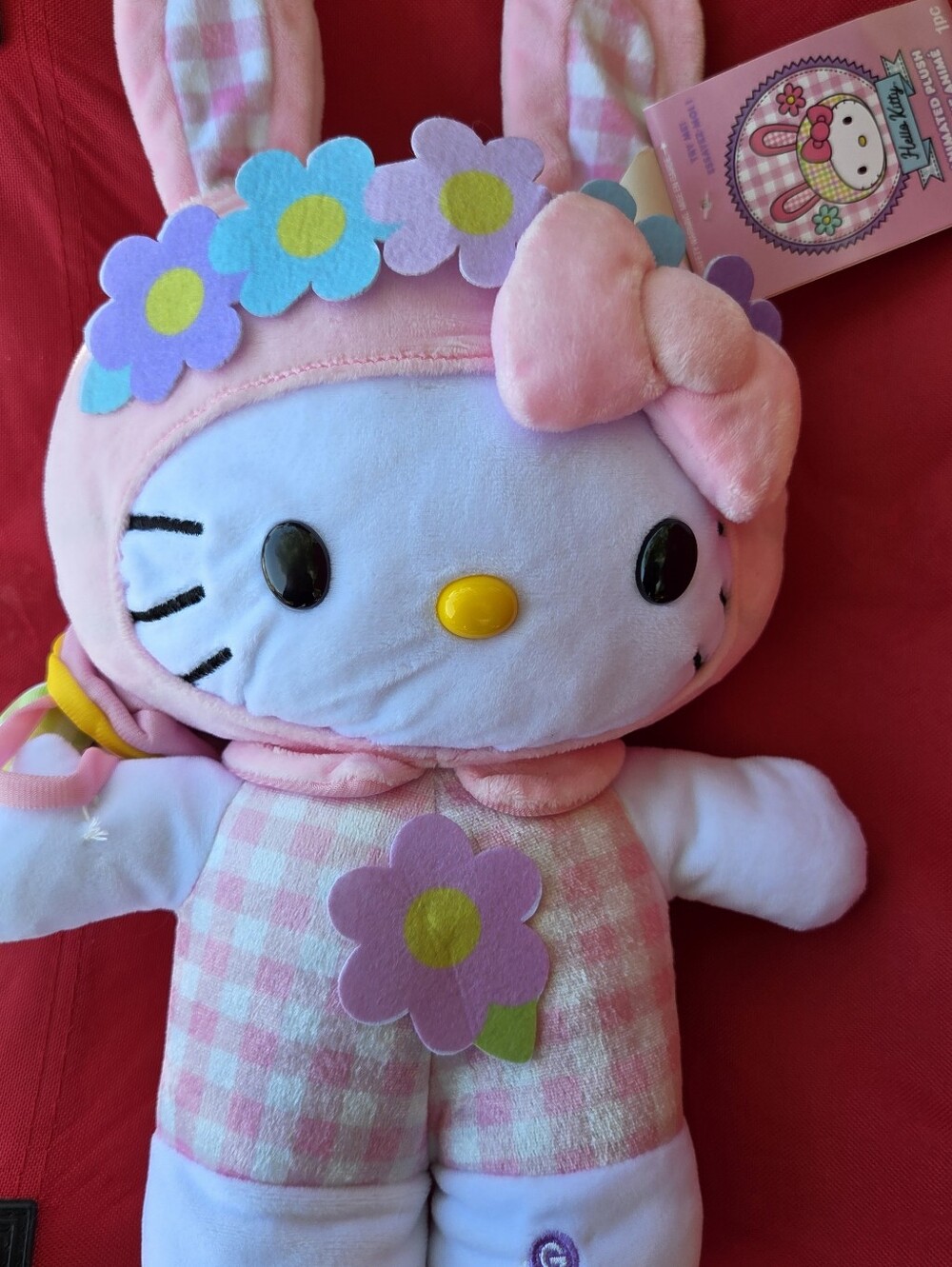 Hello Kitty Pink Floral Bunny Plush with Bow and Flower Headband